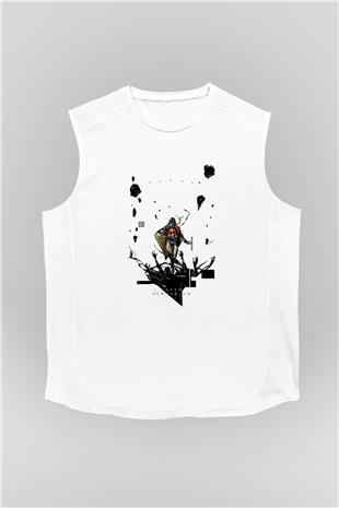 Death Stranding Baskılı Beyaz Unisex Kolsuz Tişört - Tshirt