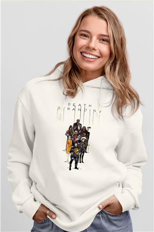 Death Stranding Baskılı Beyaz Unisex Kapüşonlu Sweatshirt