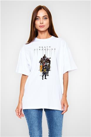 Death Stranding Baskılı Beyaz Unisex Oversize Tişört - Tshirt
