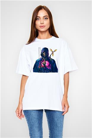 Death Stranding Baskılı Beyaz Unisex Oversize Tişört - Tshirt