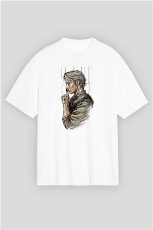 Death Stranding Baskılı Beyaz Unisex Oversize Tişört - Tshirt