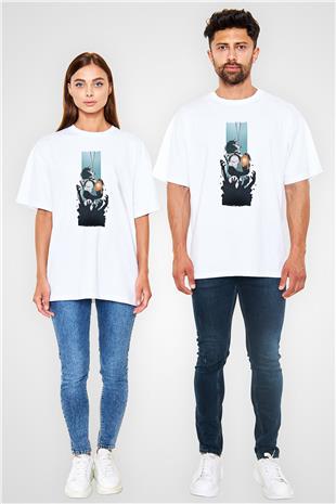 Death Stranding Baskılı Beyaz Unisex Oversize Tişört - Tshirt