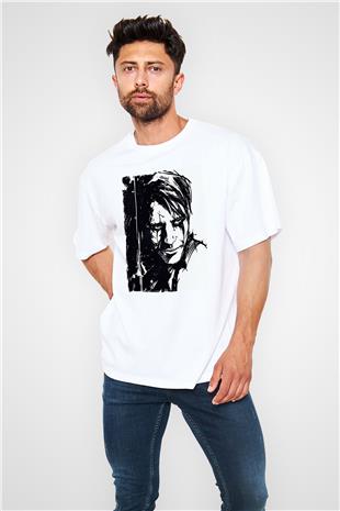 Death Stranding Baskılı Beyaz Unisex Oversize Tişört - Tshirt