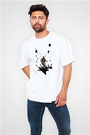 Death Stranding Baskılı Beyaz Unisex Oversize Tişört - Tshirt