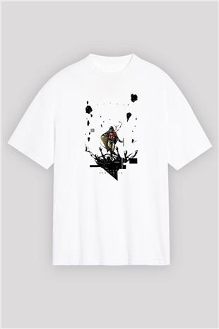 Death Stranding Baskılı Beyaz Unisex Oversize Tişört - Tshirt