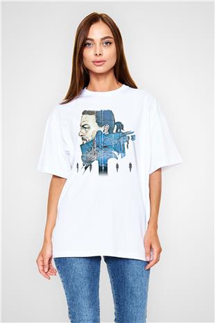 Death Stranding Baskılı Beyaz Unisex Oversize Tişört - Tshirt