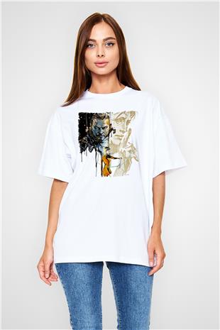 Death Stranding Baskılı Beyaz Unisex Oversize Tişört - Tshirt