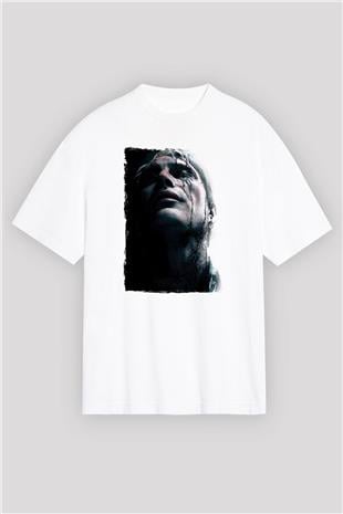 Death Stranding Baskılı Beyaz Unisex Oversize Tişört - Tshirt