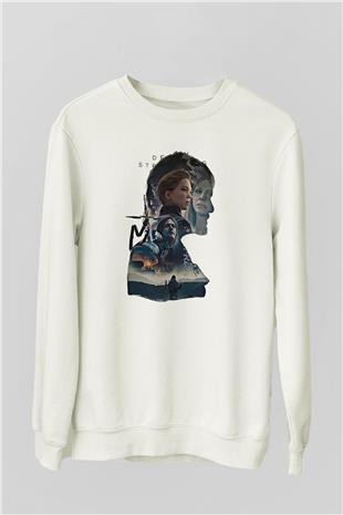 Death Stranding Baskılı Beyaz Unisex Sweatshirt