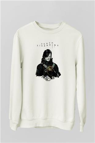 Death Stranding Baskılı Beyaz Unisex Sweatshirt