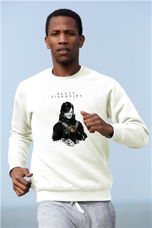 Death Stranding Baskılı Beyaz Unisex Sweatshirt
