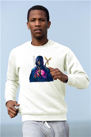 Death Stranding Baskılı Beyaz Unisex Sweatshirt