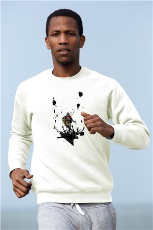 Death Stranding Baskılı Beyaz Unisex Sweatshirt