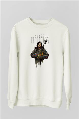 Death Stranding Baskılı Beyaz Unisex Sweatshirt
