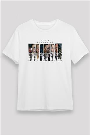 Death Stranding Baskılı Unisex Beyaz Tişört - Tshirt