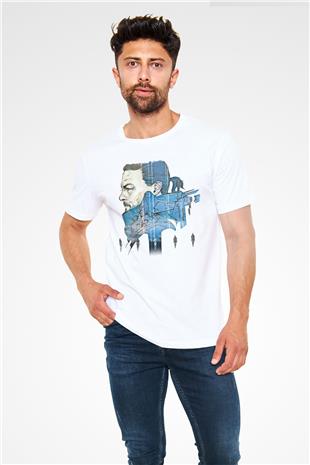 Death Stranding Baskılı Unisex Beyaz Tişört - Tshirt