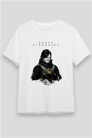 Death Stranding Baskılı Unisex Beyaz Tişört - Tshirt