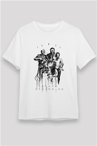 Death Stranding Baskılı Unisex Beyaz Tişört - Tshirt