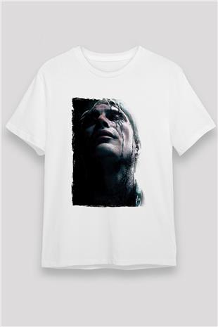 Death Stranding Baskılı Unisex Beyaz Tişört - Tshirt