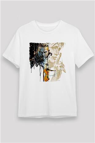 Death Stranding Baskılı Unisex Beyaz Tişört - Tshirt