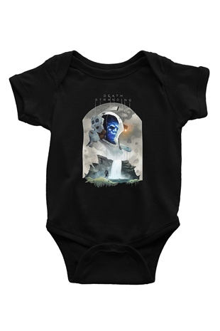 Death Stranding Baskılı Unisex Siyah Bebek Body - Zıbın