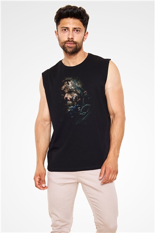 Death Stranding Baskılı Unisex Siyah Kolsuz Tişört - Tshirt