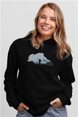 Death Stranding Baskılı Unisex Siyah Kapüşonlu Sweatshirt