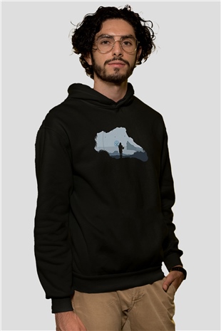 Death Stranding Baskılı Unisex Siyah Kapüşonlu Sweatshirt