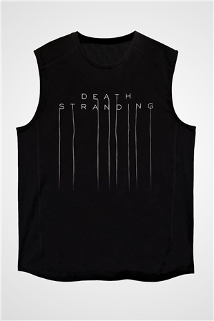 Death Stranding Baskılı Unisex Siyah Kolsuz Tişört - Tshirt
