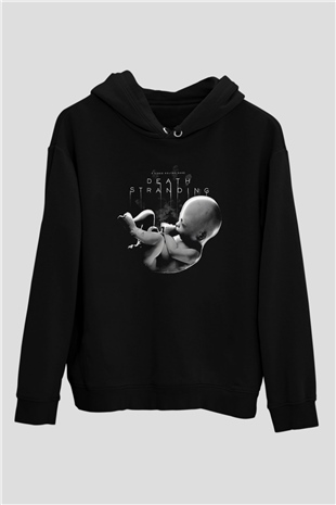 Death Stranding Baskılı Unisex Siyah Kapüşonlu Sweatshirt