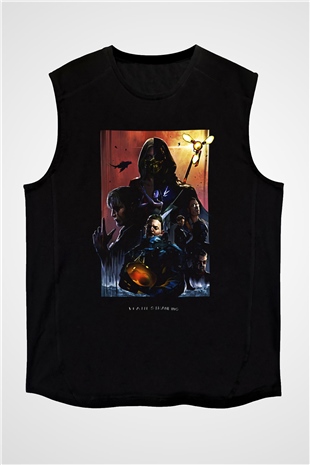 Death Stranding Baskılı Unisex Siyah Kolsuz Tişört - Tshirt