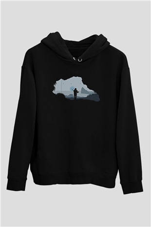 Death Stranding Baskılı Unisex Siyah Kapüşonlu Sweatshirt