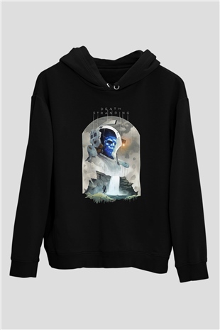 Death Stranding Baskılı Unisex Siyah Kapüşonlu Sweatshirt