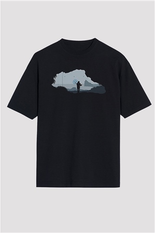 Death Stranding Baskılı Unisex Siyah Oversize Tişört - Tshirt