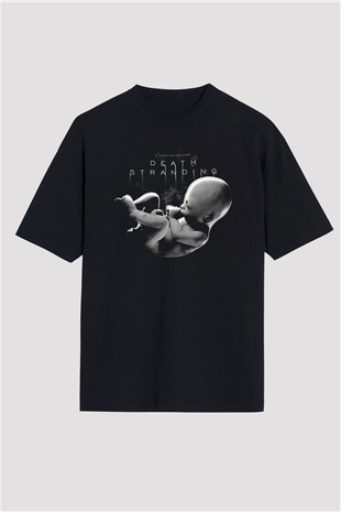 Death Stranding Baskılı Unisex Siyah Oversize Tişört - Tshirt