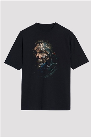 Death Stranding Baskılı Unisex Siyah Oversize Tişört - Tshirt