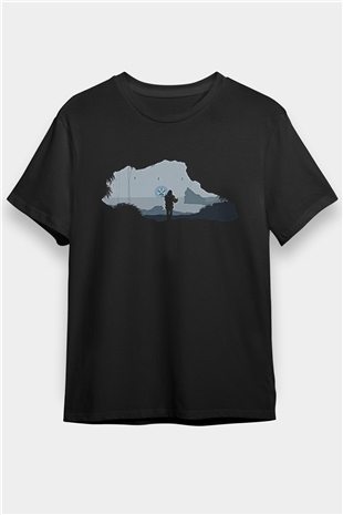 Death Stranding Baskılı Unisex Siyah Tişört - Tshirt