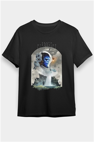 Death Stranding Baskılı Unisex Siyah Tişört - Tshirt
