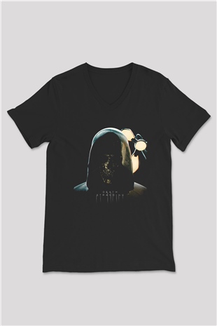 Death Stranding Baskılı Unisex Siyah V Yaka Tişört - Tshirt