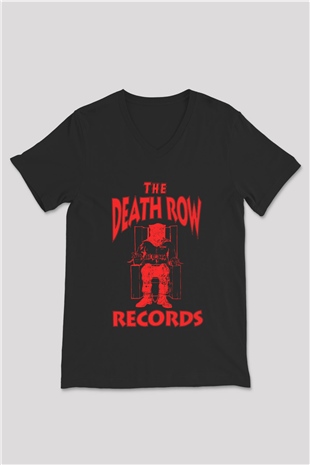 Deathrow Siyah Unisex V Yaka Tişört T-Shirt