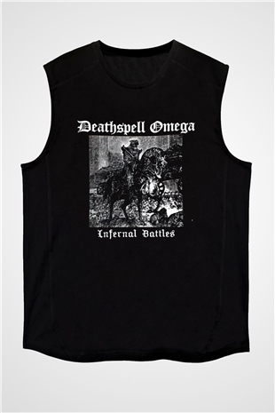 Deathspell Omega Baskılı Unisex Siyah Kolsuz Tişört - Tshirt