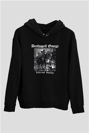 Deathspell Omega Baskılı Unisex Siyah Kapüşonlu Sweatshirt