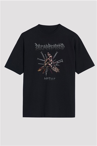 Decapitated Baskılı Unisex Siyah Oversize Tişört - Tshirt