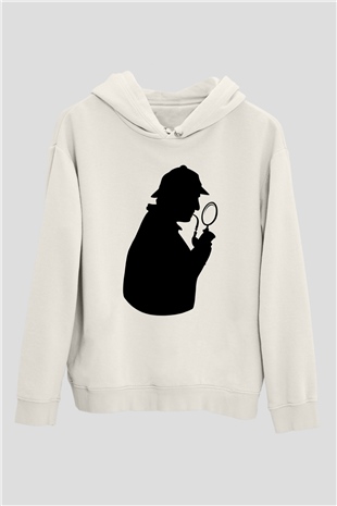 Dedektif Beyaz Unisex Hoodie