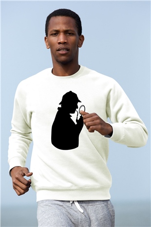 Dedektif Beyaz Unisex Sweatshirt