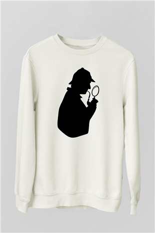Dedektif Beyaz Unisex Sweatshirt