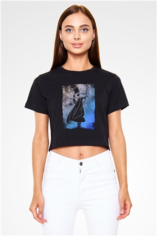 Dedektif Siyah  Crop Top Tişört