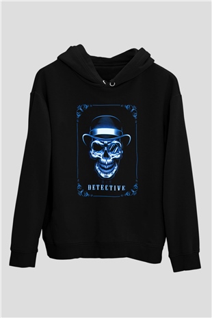 Dedektif Siyah Unisex Kapüşonlu Sweatshirt