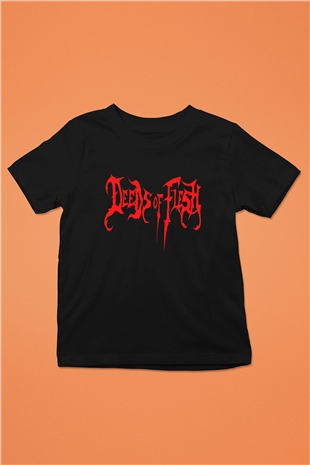 Deeds of Flesh Baskılı Unisex Siyah Çocuk Tişört - Tshirt