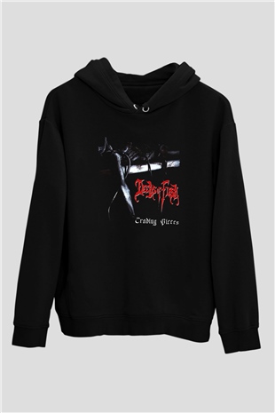 Deeds of Flesh Baskılı Unisex Siyah Kapüşonlu Sweatshirt